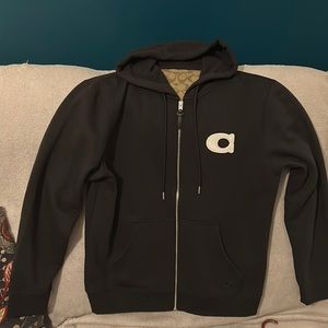 Authentic coach hoodie, unisex, black, with white coach logo never been worn